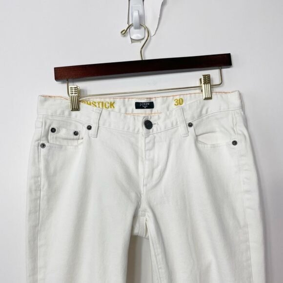 J. Crew Matchstick White Straight-Leg Jeans Classic Fit Cotton Blend Denim Sz 30 - Picture 7 of 9